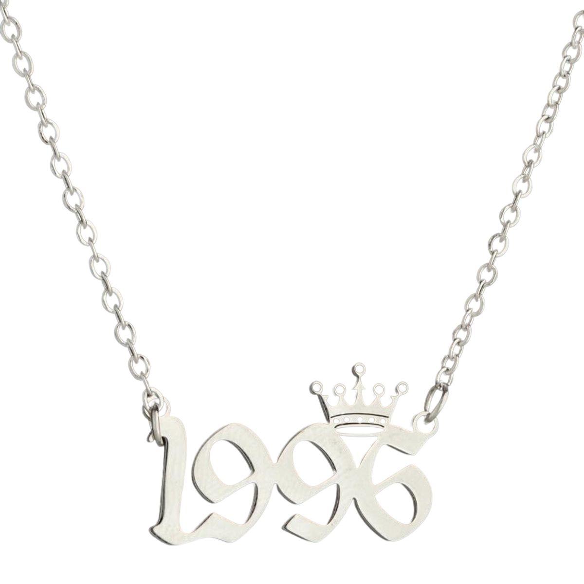 Qianbihe Donne Maglione Catena Anno 1980-1999 Acciaio Inossidabile Numero Significativo Collana Gioielli Regali-Argento 1981_voghion.com