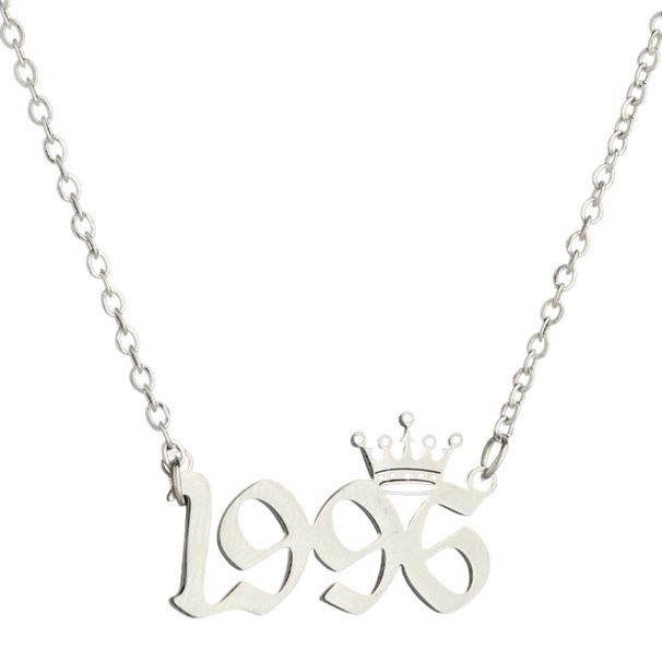 Qianbihe Donne Maglione Catena Anno 1980-1999 Acciaio Inossidabile Numero Significativo Collana Gioielli Regali-Argento 1981_voghion.com