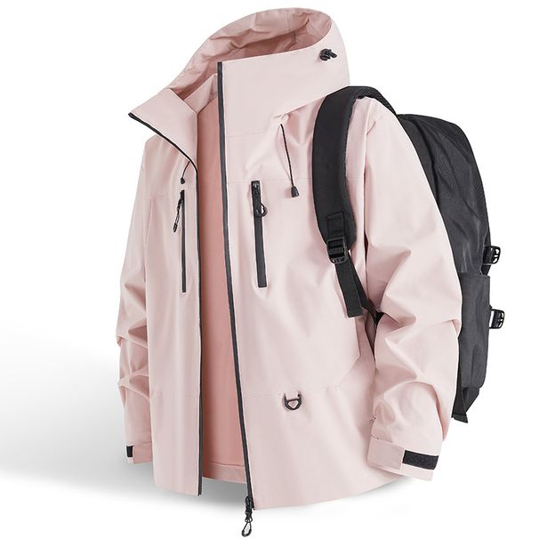 Chaqueta softshell impermeable unisex para parejas: ligera, cortavientos y con capucha desmontable para aventuras al aire libre._voghion.com