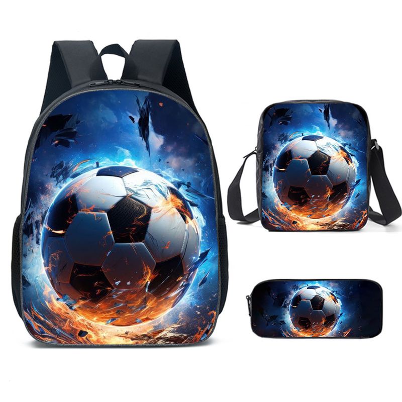 Kids Backpacks16 Inch Football Three Piece Schoolbag Hot Selling Cartoon Cute Elementary School Student Backpack Backpack_voghion.com