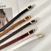 Women's Square Buckle Belt - Adjustable No-Hole Leather Strap Slim Waistband For Pants & Jeans_voghion.com
