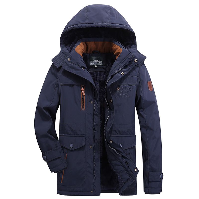 Men's cotton-padded coat men's long winter coat with wool thickened middle-aged cotton-padded jacket winter men's coat_voghion.com