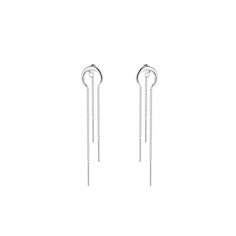 Sier VENUS Sterling Fashion Arc Crescent Fringe Ear Line Orecchini lunghi da donna Anelli gioiello personalizzati per tutti gli abbinamenti_voghion.com