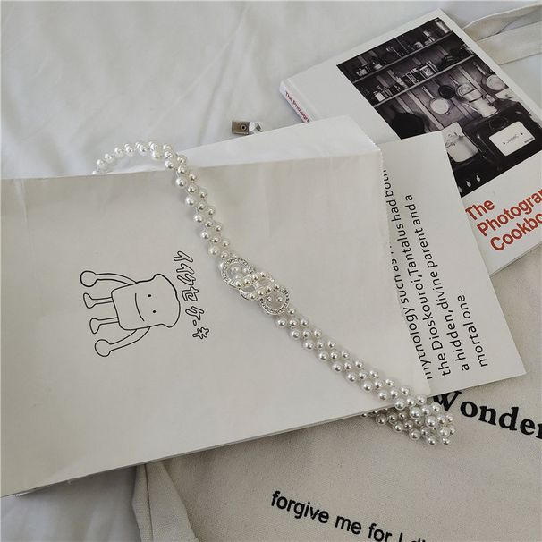 Abito versatile da donna, sottile catena in vita con perle alla moda coreana, semplice cintura elastica estiva con perline per abiti_voghion.com