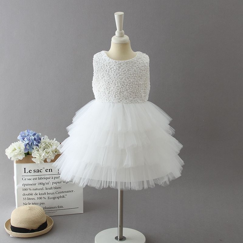 Mor & Barn Sommar barnkläder liten bb blomma flicka prinsessklänning flicka barns prestationskläder bröllopsklänning_voghion.com