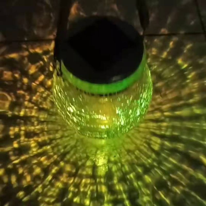 ​​Solar LED Lantern With Crackle Glass – IP55 Waterproof Hanging Light For Garden, Patio & Festivals (Warm White/Color-Changing, CE Certified)​_voghion.com