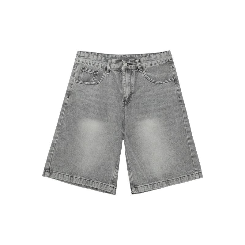Pantalones cortos vaqueros desgastados de alta gama para hombre, de estilo retro, ajustados y rectos, de longitud media, de estilo nicho._voghion.com