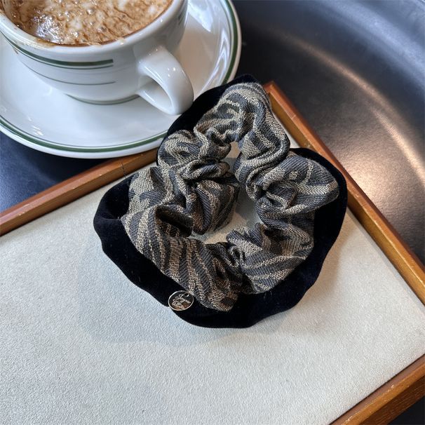 Faixa de cabeça com laço de letra, tecido estilo coreano, círculo de intestino grosso, almôndega, corda de cabelo, elegante clipe de captura de tubarão_voghion.com