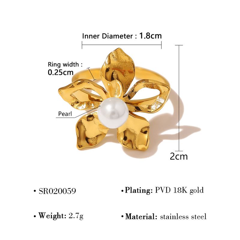 Orecchini a forma di fiore in acciaio inossidabile con perle e gioielli da mano K in acciaio al titanio di alta qualità, stile Ins, set di gioielli per le orecchie_voghion.com