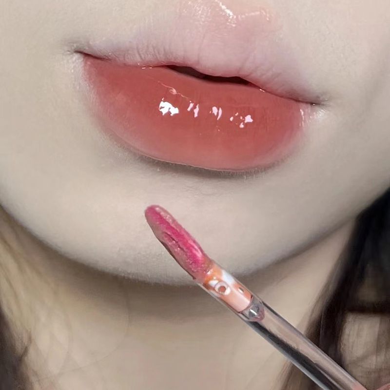 OULESONG Frozen Tea Mirror Glaze Water Gloss Honey Glass Jelly Round Tube Domestic Lip Color Live Broadcast Female_voghion.com
