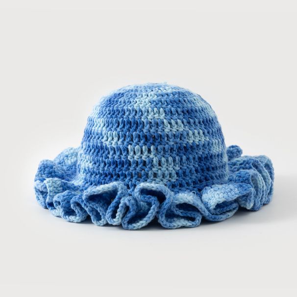 Hand-Knitted Ribbon-Trimmed Bucket Hat With Gradient Dye, Ruffled Brim, And Breathable Design For Women And Men Fisherman Hat_voghion.com