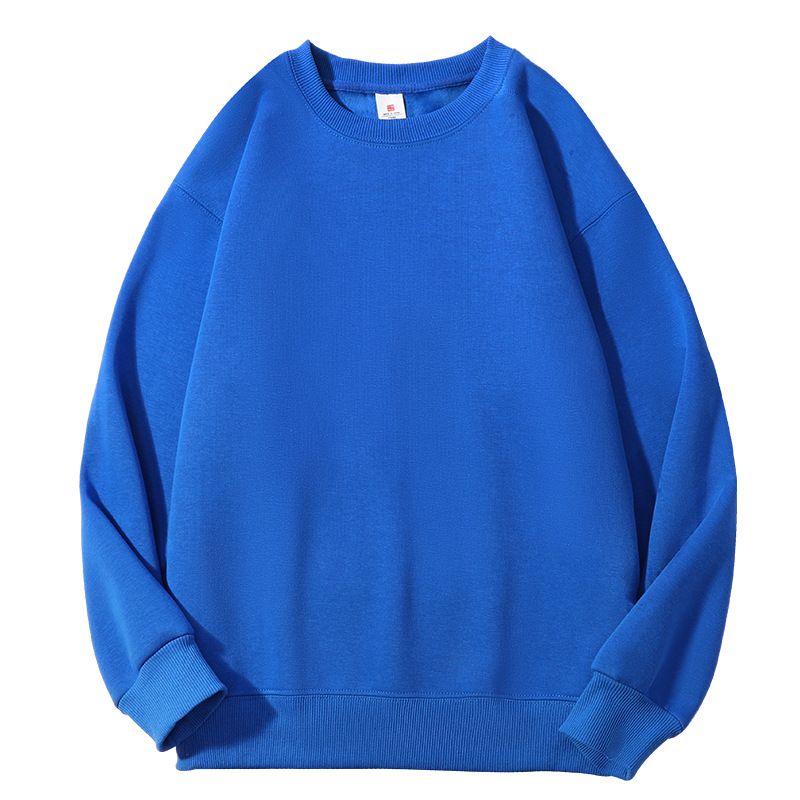 New autumn winter collection with plush and thick round neck hoodie for men, loose fit plus large size long sleeved top,_voghion.com