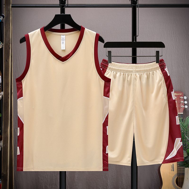 Summer New Sports Suit Men's Running Student Fitness Basketball Jersey Quick-Dry Ice Silk Vest Shorts_voghion.com