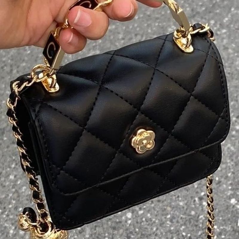 Love Mountain Camellia Small Fragrant Wind Lingge Mini Bolsa Feminina de Verão High Sense Bolsa Transversal de Mão_voghion.com