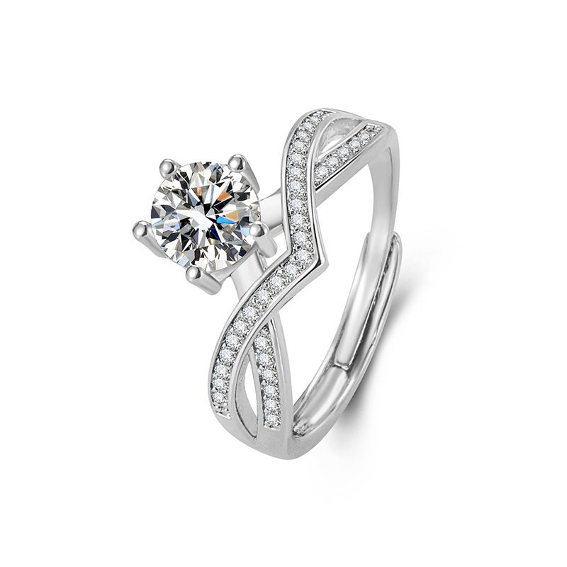 Bague pour femme en moissanite synthétique d'un carat, bague classique haut de gamme incrustée de diamants, demande en mariage pour la Saint-Valentin_voghion.com