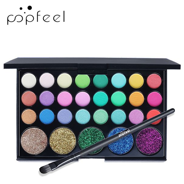 Set di trucco POPFEEL 29 ombretti colorati, palette di ombretti opachi perlati, trucco multicolore, ombretto singolo con pennello, set di palette di trucco_voghion.com