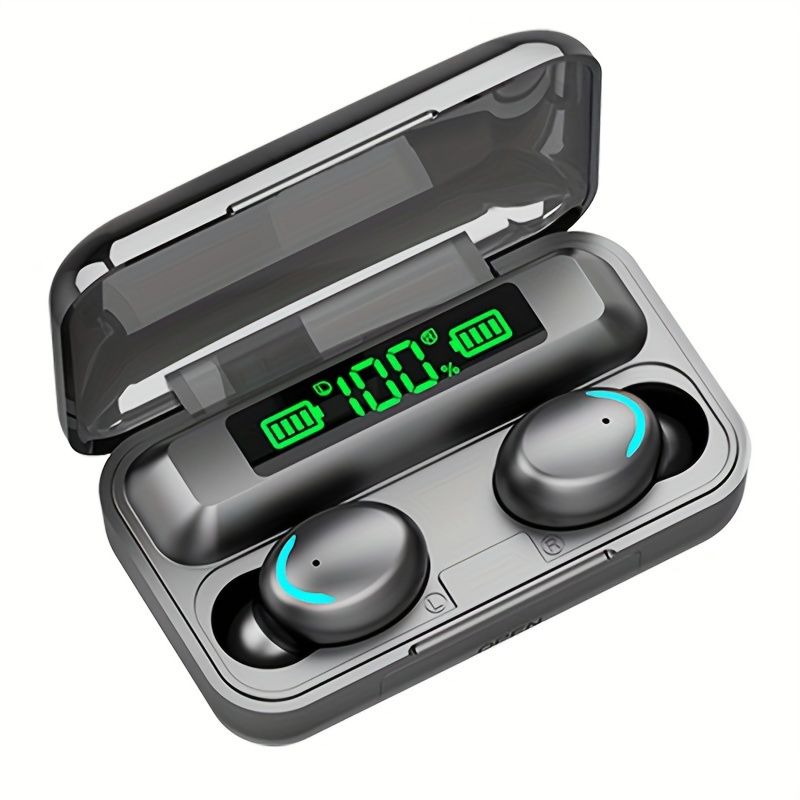 TWS-ørepropper, lydhodetelefoner, sporthodesett, øretelefoner med LED-skjerm, ladestasjon F9 TWS in-ear hi-fi-stereo_voghion.com