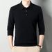 Autumn High-End Wool Collar Long Sleeve Men's Knit Solid Color Middle-Aged Commuter Simple Base Sweater For Men_voghion.com