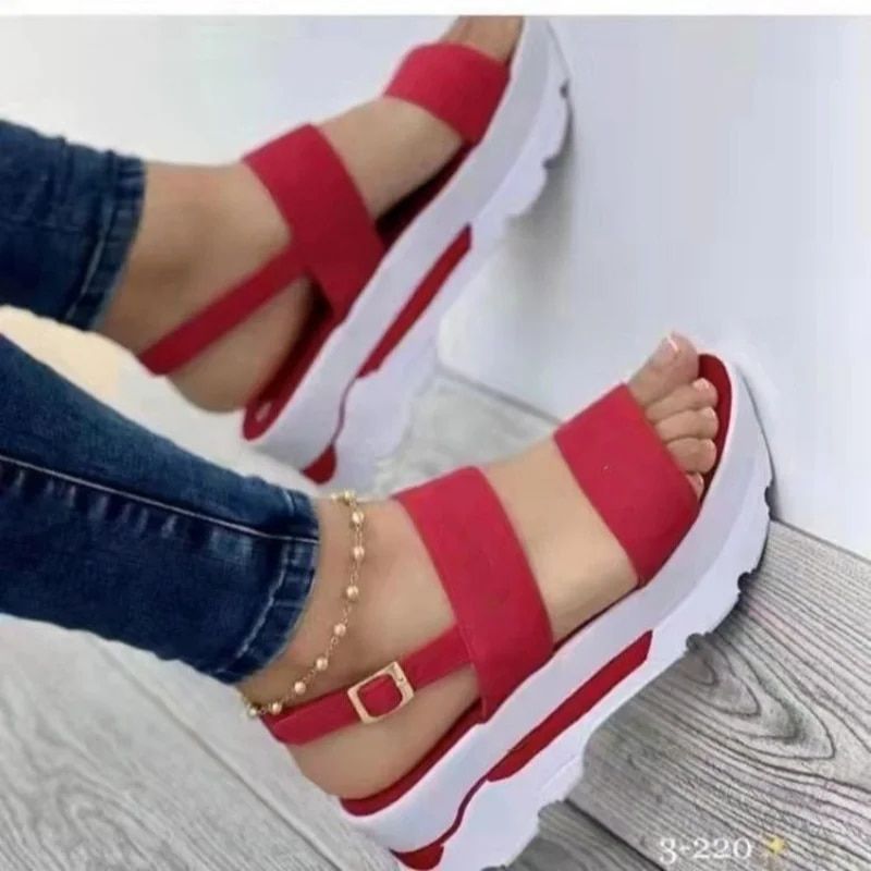Women Comfortable Outdoor Sandals Casual Slippers Round on Plus Size Wedge Shoes Sandalias Mujer_voghion.com