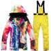 Conjunto de roupa de esqui para mulheres, jaqueta e calças quentes para snowboard e esqui na neve_voghion.com