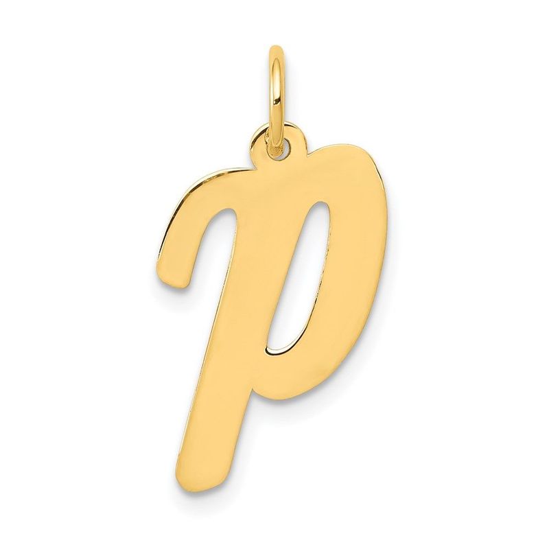 14k Large Script Letter P Initial Charm_voghion.com