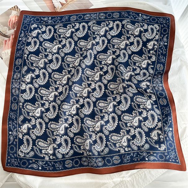 Dla kobiet, wysokiej jakości, dżinsowy, niebieski, kwadratowy szal w stylu paisley, uniwersalny, rozjaśniający, koreański styl, jedwabny szal w kolorze morwy_voghion.com