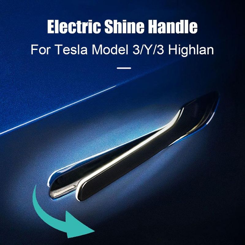 Suitable For Tesla's Updated 3/y Electric Luminous Handle, Four Door Modification, Automatic Ambient Light Handle_voghion.com