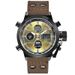 Men's Digital Analog Watch With Leather Strap - Multi-Function Display, GMT, Alarm, Date, Sporty Style, Water Resistant_voghion.com