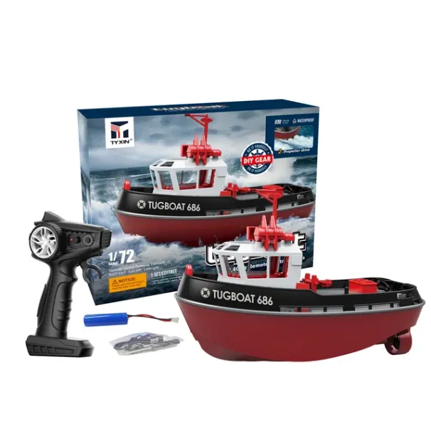NUOVO 686 RC Boat 1/72 Potente Doppio Motore Radiocomandato Wireless Shipboat 2.4G Elettrico Telecomando Rimorchiatore Modello Giocattoli Per Ragazzo_voghion.com