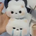 Portachiavi a forma di coniglio di peluche, dolce e carino, con ciondolo per borsa, accessorio per portachiavi da auto, per donne e coppie, stile kawaii._voghion.com