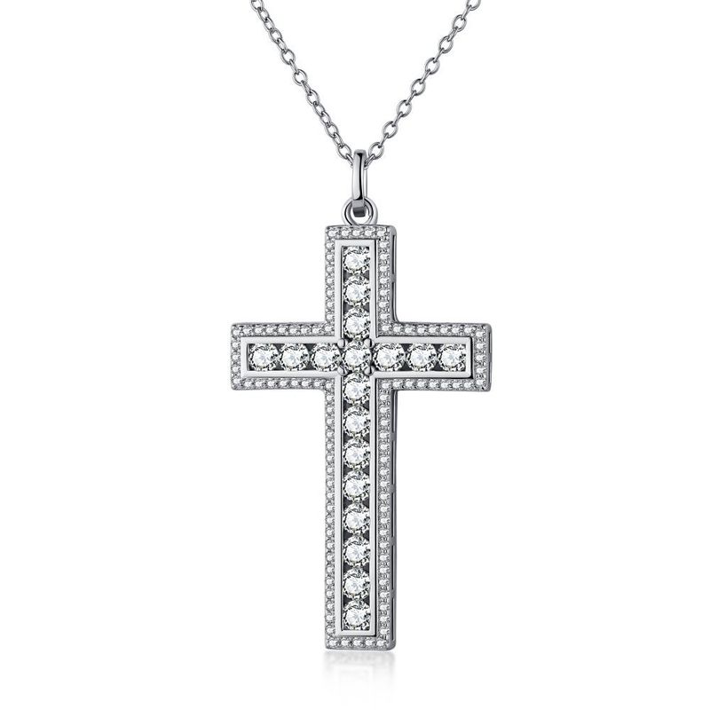 Collana con ciondolo a forma di croce in argento puro, stile S, con zirconi, design hip-hop, moda, gioielli da donna_voghion.com