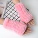 Gants mi-doigts en fourrure épaisse et chaude pour l'hiver, en véritable lapin Rex, pour étudiants et bureau_voghion.com
