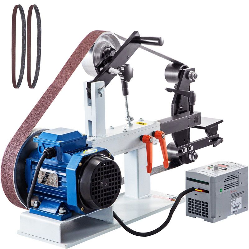 VEVOR 1500W 2HP Belt Sander Grinder, 2" X 82" Variable Speed Belt Grinder For Metalworking, 3 In 1 Belt Sander Polisher With 3 Grinding Moulds & Flat Platen Tool Rest For Knife Making_voghion.com