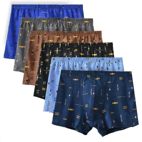 Herren-Boxershorts aus reiner Baumwolle mit mittlerer Taille, bedruckt, bunt, atmungsaktiv, lockere Übergröße, Boxhandschuhe, 5-teiliges Set_voghion.com