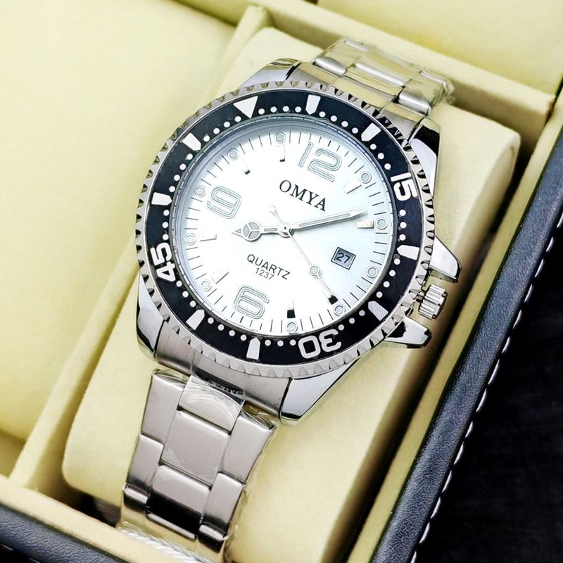 OMYA Heren Duikhorloge met Draaibare Lunette, 3ATM Waterdicht Quartz Horloge Met Showcaseback_voghion.com