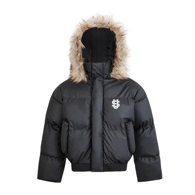 Herenkleding Heren winterjas met capuchon en afneembare imitatiebont, lichtgewicht gewatteerde jas voor koud weer, waterafstotende bovenkleding_voghion.com