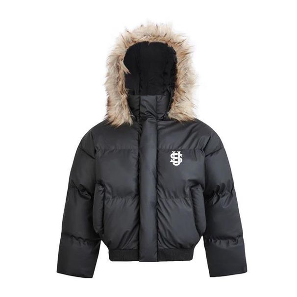 Herenkleding Heren winterjas met capuchon en afneembare imitatiebont, lichtgewicht gewatteerde jas voor koud weer, waterafstotende bovenkleding_voghion.com