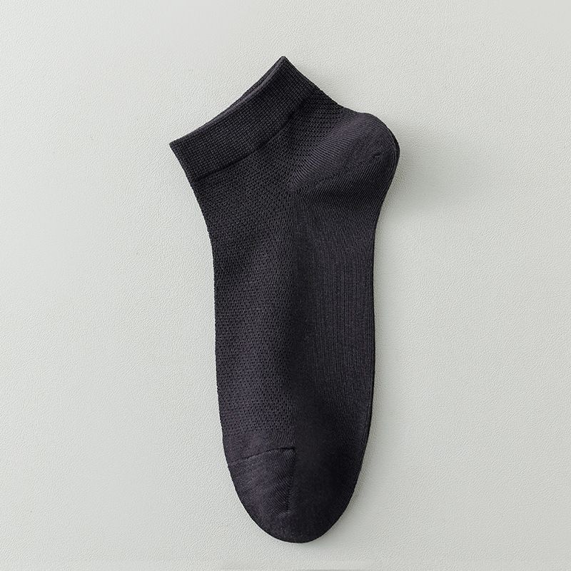 2025e Spring Summer Mesh Boat Simple Solid Color Breathable Short Men's Versatile Basic Anti-Pilling Cotton Socks_voghion.com