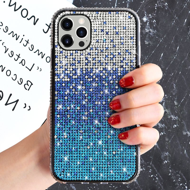 Anwendbar auf iPhone16 Epple 17 Handyhülle 13 Allmähliche Veränderung Strass XsMax Diamant XR Creative Tide Marke SE Neues Modell_voghion.com