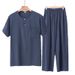 Herrenbekleidung Baumwolle Seide Pyjamas Dünne Kurzarm Anzug Künstliche Home Kleidung Hose Zweiteiliger Anzug_voghion.com