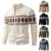 Herrenbekleidung Herren-Strickjacke mit doppeltem Reißverschluss und Jacquardmuster – Oversized-Winterpullover mit Stehkragen (in 6 Farben und Größen M–4XL)_voghion.com