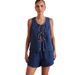 Sommermode Casual Sleeveless Tie Taille Damen Weste Denim Shorts Set_voghion.com