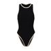Women's Clothing Black And White Color Matching One Piece Swimsuit Women's Round Neck High Cut Briefs Swimsuit_voghion.com