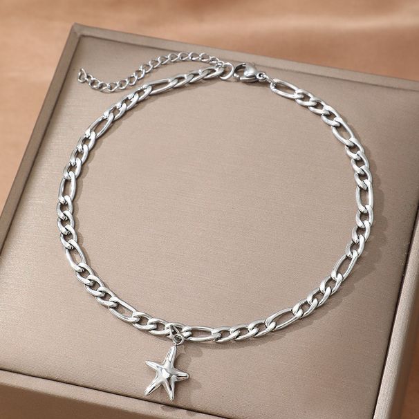 Cavigliera pentagramma in acciaio inossidabile, versatile, in stile punk, alla moda_voghion.com