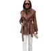 Elegant Belted Long Trench Coat – Women’s Suede-Like Polyester Coat With Notched Lapel For Office & Evening Wear_voghion.com