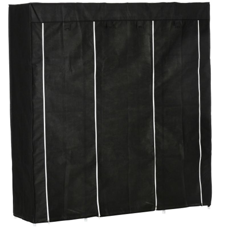 HOMCOM Stoffschrank Mit Reißverschluss, 1 Kleiderstange, 10 Einlegeböden, 150x43x162,5cm, Vliesstoff, Platzsparend y Robusto_voghion.com