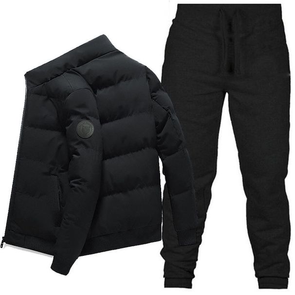 Nuovo set giacca in cotone con colletto rialzato + pantaloni lunghi per giacca invernale in cotone caldo e spesso da uomo, giacca in cotone imbottito,_voghion.com