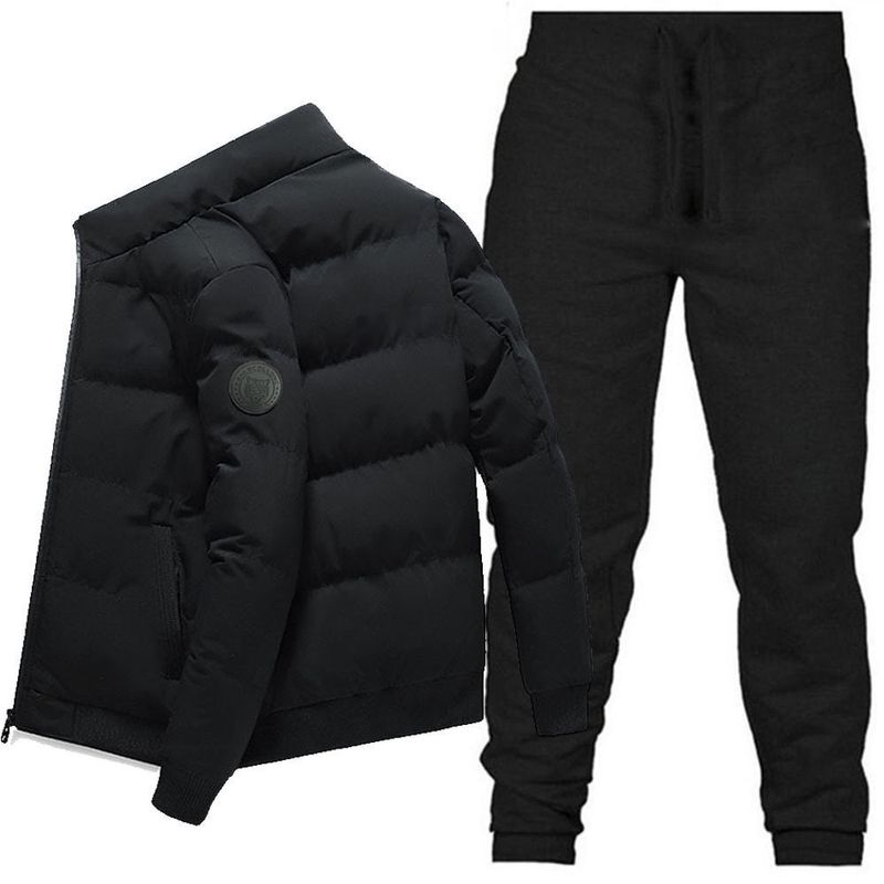 Nouvelle veste en coton à col montant + ensemble de pantalons longs pour veste en coton chaud épaissi d'hiver pour hommes, veste en coton vers le bas,_voghion.com