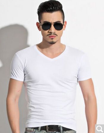 Herrenbekleidung Herren-T-Shirt mit kurzen Ärmeln, einfarbig, Unterhemd, große Größe, schmal, weiß, eng anliegend, Rundhalsausschnitt, Werbeshirt_voghion.com