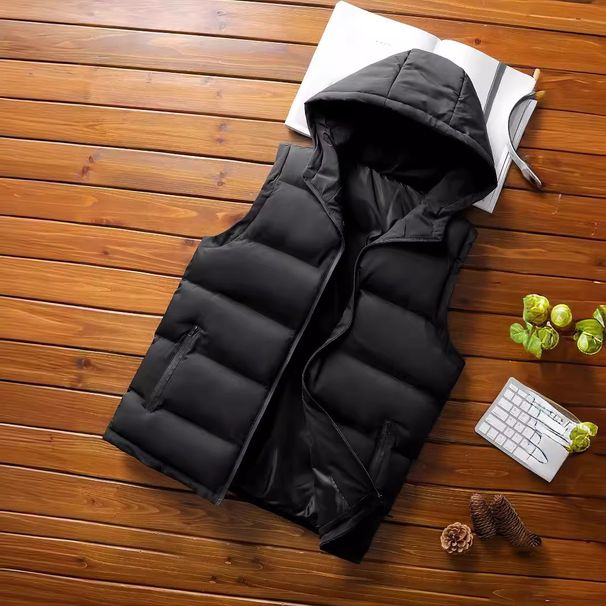 Stehkragen Neue Herbst Winter Mit Kapuze Baumwolle Herren Große Größe Verdickte Weste Lässig Vielseitig_voghion.com